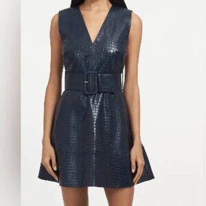 Tanya Taylor Navy Textured Mini Dress